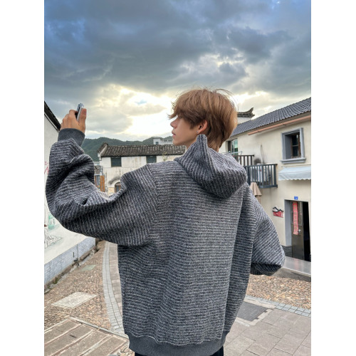 美式高街條紋連帽衛衣男款秋季潮牌寬松情侶裝青少年加厚純棉外套 美式高街條紋連帽衛衣男款秋季潮牌寬松情侶裝青少年加厚純棉外套