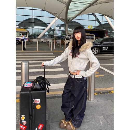 CGGA自製美式旗幟毛領連帽加絨衛衣開衫男女秋冬寬松休閒短款外套 CGGA自製美式旗幟毛領連帽加絨衛衣開衫男女秋冬寬松休閒短款外套