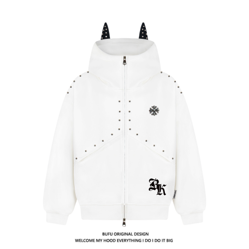 億萬少年BUFU美式鉚釘小惡魔衛衣連帽男女秋季情侶杜賓犬寬松外套