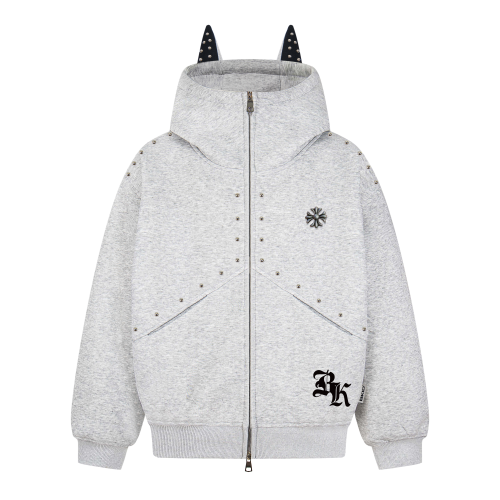 億萬少年BUFU美式鉚釘小惡魔衛衣連帽男女秋季情侶杜賓犬寬松外套