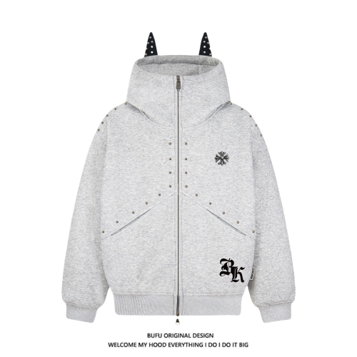 億萬少年BUFU美式鉚釘小惡魔衛衣連帽男女秋季情侶杜賓犬寬松外套