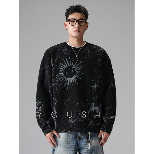 有術「染間謐語」袖口拉鍊印染美式潮牌套頭衛衣男秋季寬鬆上衣 有術「染間謐語」袖口拉鍊印染美式潮牌套頭衛衣男秋季寬鬆上衣