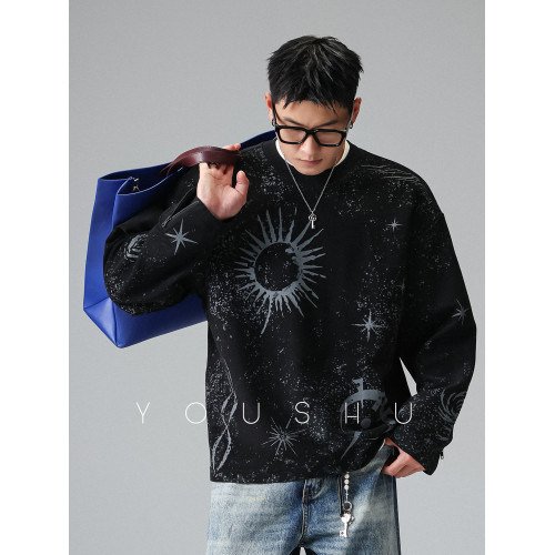 有術「染間謐語」袖口拉鍊印染美式潮牌套頭衛衣男秋季寬鬆上衣 有術「染間謐語」袖口拉鍊印染美式潮牌套頭衛衣男秋季寬鬆上衣