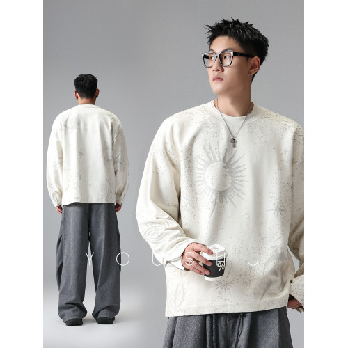 有術「染間謐語」袖口拉鍊印染美式潮牌套頭衛衣男秋季寬鬆上衣 有術「染間謐語」袖口拉鍊印染美式潮牌套頭衛衣男秋季寬鬆上衣