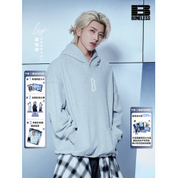 【蔡徐坤同款】BONELESS基礎B字膠漿印花連帽衛衣情侶款重磅帽衫