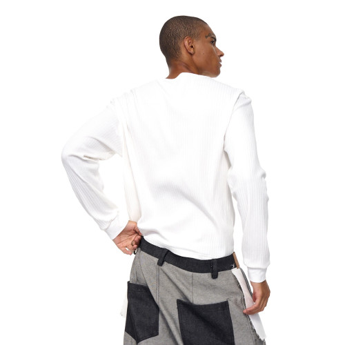 Fourth3ex 25FW 白色長袖衛衣男秋季眼睛印花圓領針織衫男款內搭 Fourth3ex 25FW 白色長袖衛衣男秋季眼睛印花圓領針織衫男款內搭