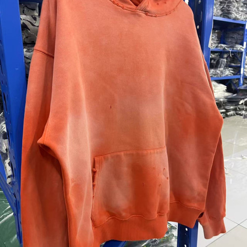 聯名款SAINT Michael字母印花水洗做舊破洞加絨休閒男女連帽衛衣 聯名款SAINT Michael字母印花水洗做舊破洞加絨休閒男女連帽衛衣