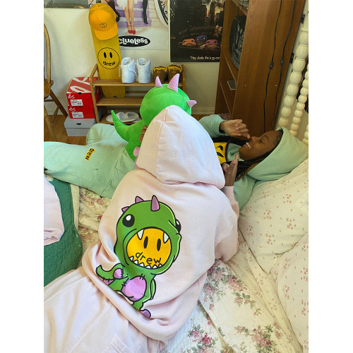 drewhouse dinodrew恐龍圖案拉鍊連帽外套25秋季男女同款美式開衫 drewhouse dinodrew恐龍圖案拉鍊連帽外套25秋季男女同款美式開衫