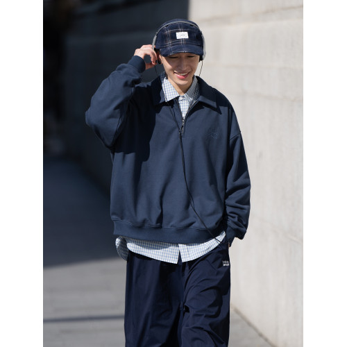 BELLKENIDEA 美式復古重磅半開襟POLO衛衣休閒百搭拉鍊套頭衫男女 BELLKENIDEA 美式復古重磅半開襟POLO衛衣休閒百搭拉鍊套頭衫男女