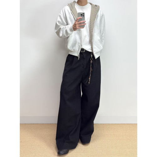 Xanvas雙面穿千鳥格拉鍊衛衣帽衫老錢風短寬百搭開衫外套cleanfit Xanvas雙面穿千鳥格拉鍊衛衣帽衫老錢風短寬百搭開衫外套cleanfit