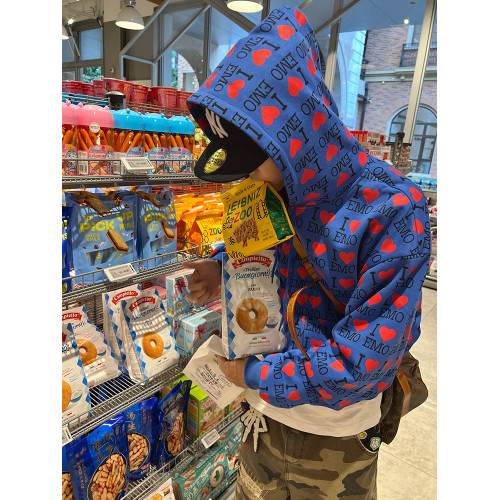 EAHO美式復古字母愛心長袖衛衣開衫男女春秋寬鬆休閒百搭潮流外套