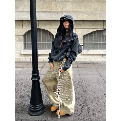 EAHO 美式復古水洗做舊連帽開衫衛衣男女寬松休閒街頭百搭ins外套