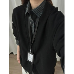 日系復古慵嬾風外套男女秋季cleanfit開衫v領衛衣高級感痞帥夾克