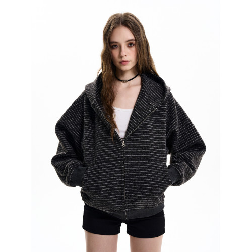 MaxDstr 2025早秋條紋拉鍊開衫連帽衛衣男女毛絨質感重磅情侶外套 MaxDstr 2025早秋條紋拉鍊開衫連帽衛衣男女毛絨質感重磅情侶外套