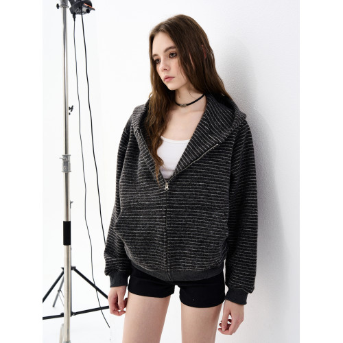 MaxDstr 2025早秋條紋拉鍊開衫連帽衛衣男女毛絨質感重磅情侶外套 MaxDstr 2025早秋條紋拉鍊開衫連帽衛衣男女毛絨質感重磅情侶外套