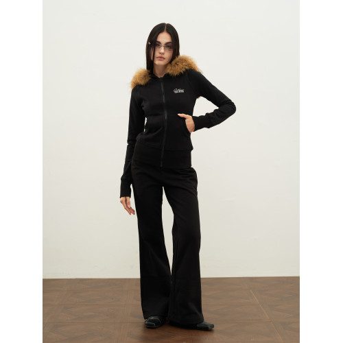 SRIKERLAB收腰毛領衛衣外套貉子毛輕奢氣質復古拉鍊修身帽衫女 SRIKERLAB收腰毛領衛衣外套貉子毛輕奢氣質復古拉鍊修身帽衫女