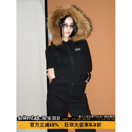 SRIKERLAB收腰毛領衛衣外套貉子毛輕奢氣質復古拉鍊修身帽衫女 SRIKERLAB收腰毛領衛衣外套貉子毛輕奢氣質復古拉鍊修身帽衫女