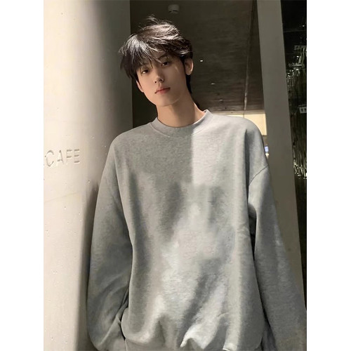 黑色美式衛衣男款秋冬季加絨cleanfit重磅長袖t恤純棉內搭打底衫 黑色美式衛衣男款秋冬季加絨cleanfit重磅長袖t恤純棉內搭打底衫