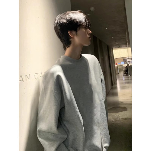 黑色美式衛衣男款秋冬季加絨cleanfit重磅長袖t恤純棉內搭打底衫 黑色美式衛衣男款秋冬季加絨cleanfit重磅長袖t恤純棉內搭打底衫