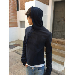 no E mosen(noE）'內腔水樂隊'人像漸變水洗霧霾藍袖長合身衛衣