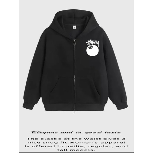 瑞斯圖西連帽外套黑八印花經典加絨加厚衛衣純棉外套