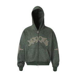 MOISHE TIDE美式復古字母刺綉連帽衛衣男秋季寬松麂皮絨情侶外套