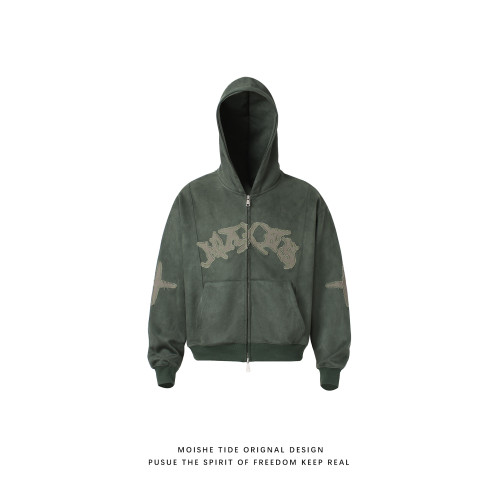 MOISHE TIDE美式復古字母刺綉連帽衛衣男秋季寬松麂皮絨情侶外套 MOISHE TIDE美式復古字母刺綉連帽衛衣男秋季寬松麂皮絨情侶外套