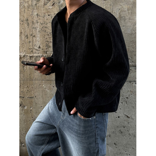 MRCYC燈芯絨短款立領夾克男秋季cleanfit外套韓系慵嬾風寬鬆上衣