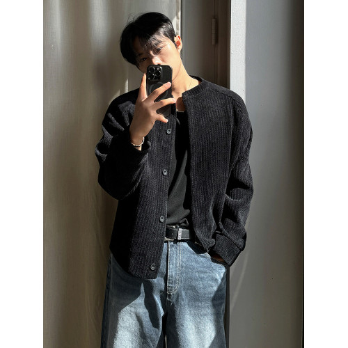 MRCYC燈芯絨短款立領夾克男秋季cleanfit外套韓系慵嬾風寬鬆上衣