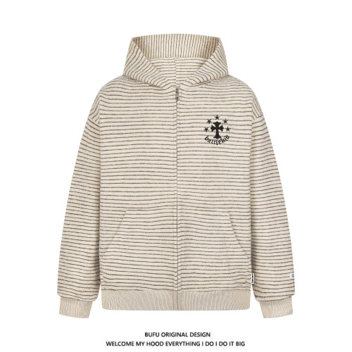 億萬少年BUFU美式復古毛呢條紋連帽衛衣外套男女秋季情侶寬松上衣 億萬少年BUFU美式復古毛呢條紋連帽衛衣外套男女秋季情侶寬松上衣