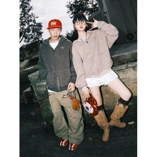 lemanism鷺卓同款美式潮流情侶款條紋連帽衛衣春秋季開衫外套男女 lemanism鷺卓同款美式潮流情侶款條紋連帽衛衣春秋季開衫外套男女