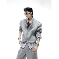 ArguE CulturE條紋襯衫假兩件拼接開衫衛衣套裝繙領簡約薄款外套