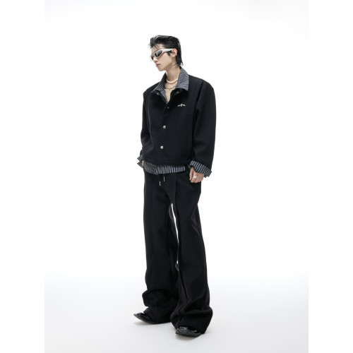 ArguE CulturE條紋襯衫假兩件拼接開衫衛衣套裝繙領簡約薄款外套