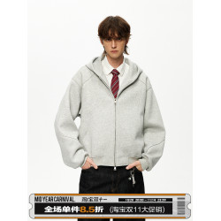 男道cleanfit短款500G重磅加絨連帽衛衣拉鍊開衫外套男女休閒上衣