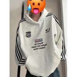 2025新款青少年美式復古三條杠加絨連帽衛衣男士秋冬保暖情侶外套