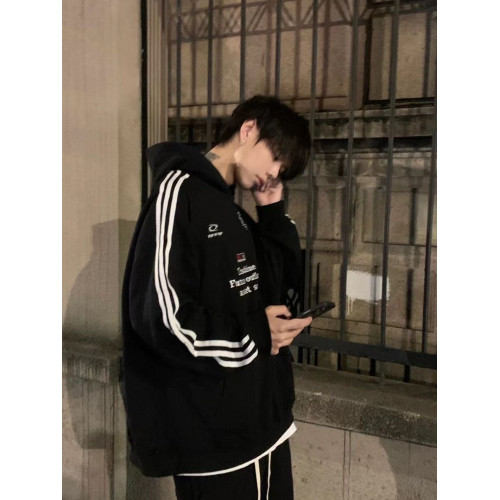 2025新款青少年美式復古三條杠加絨連帽衛衣男士秋冬保暖情侶外套 2025新款青少年美式復古三條杠加絨連帽衛衣男士秋冬保暖情侶外套