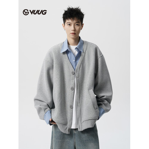 VUUG假兩件復古polo領衛衣男春秋季美式新款開衫休閒男生寬松外套 VUUG假兩件復古polo領衛衣男春秋季美式新款開衫休閒男生寬松外套