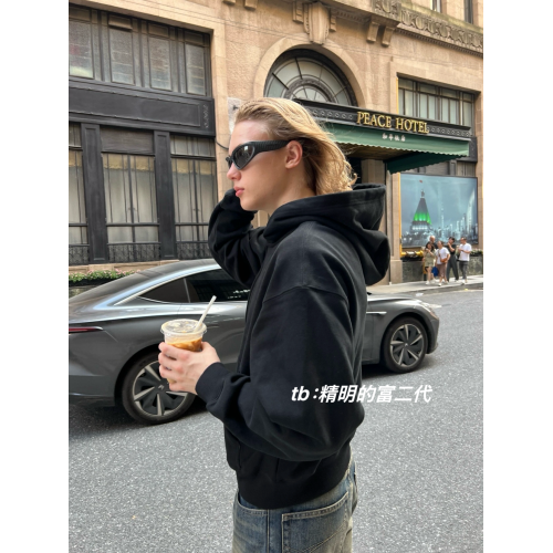 【天花頂基礎款】22ss紅毯秀款小標短寬合身拉鍊連帽衛衣男女同款