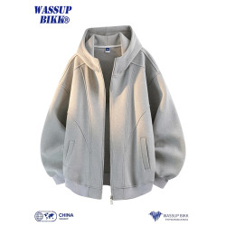 WASSUP BIKK美式重磅解搆連帽開衫衛衣男款秋季2025新款拉鍊外套