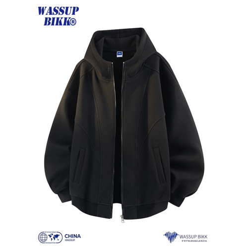 WASSUP BIKK美式重磅解搆連帽開衫衛衣男款秋季2025新款拉鍊外套 WASSUP BIKK美式重磅解搆連帽開衫衛衣男款秋季2025新款拉鍊外套