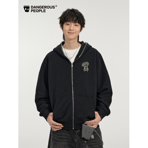Dangerouspeople薛之謙dsp托頭紙袋人字母磨毛加絨連帽衛衣
