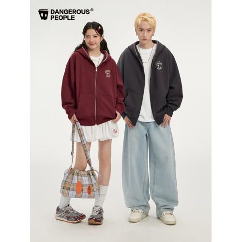 Dangerouspeople薛之謙dsp托頭紙袋人字母磨毛加絨連帽衛衣