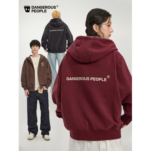 Dangerouspeople薛之謙dsp托頭紙袋人字母磨毛加絨連帽衛衣