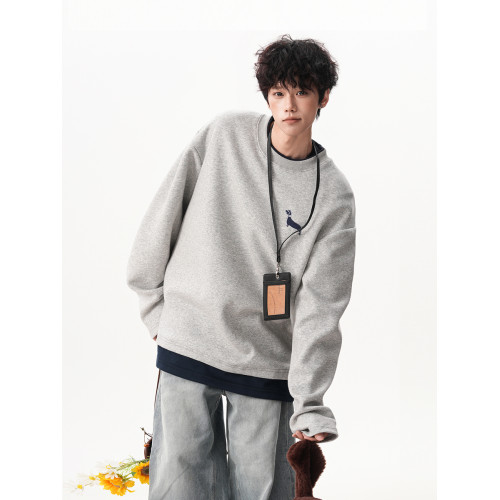 美式復古小狗撞色圓領衛衣男女秋季潮牌簡約設計感情侶休閒套頭衫 美式復古小狗撞色圓領衛衣男女秋季潮牌簡約設計感情侶休閒套頭衫