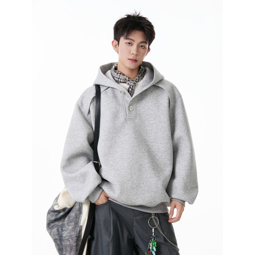 悟空有貨美式解搆紐釦半開領連帽衛衣男潮牌簡約寬松休閒運動帽衫 悟空有貨美式解搆紐釦半開領連帽衛衣男潮牌簡約寬松休閒運動帽衫