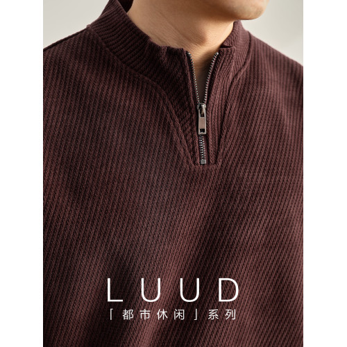 LUUD 復古老錢風男士棗紅色斜紋立領衛衣重磅550g半拉鍊長袖上衣 LUUD 復古老錢風男士棗紅色斜紋立領衛衣重磅550g半拉鍊長袖上衣