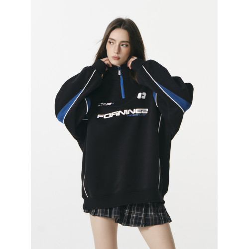 FORNINES半拉鍊立領衛衣男生潮牌春秋重磅上衣寬鬆休閒美式外套女