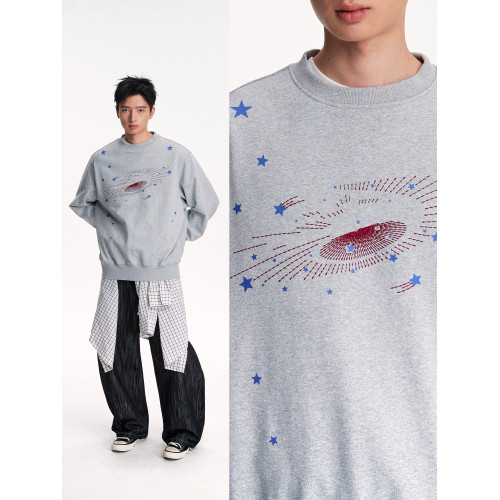 江南先生NewJNXS恒溫暖皮雙層絨感粗針星星綉花衛衣秋季寬松上衣 江南先生NewJNXS恒溫暖皮雙層絨感粗針星星綉花衛衣秋季寬松上衣