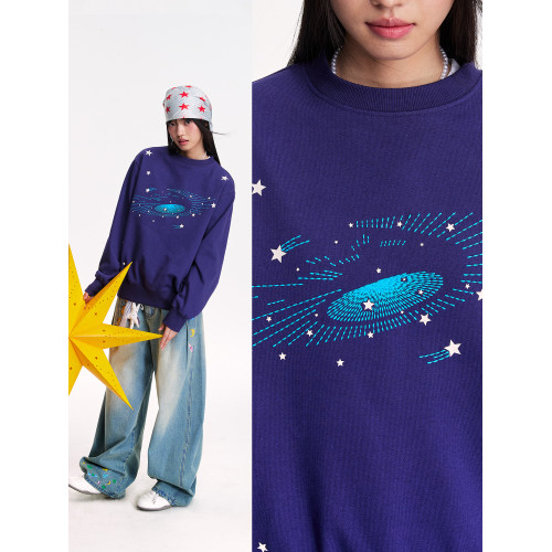 江南先生NewJNXS恒溫暖皮雙層絨感粗針星星綉花衛衣秋季寬松上衣 江南先生NewJNXS恒溫暖皮雙層絨感粗針星星綉花衛衣秋季寬松上衣