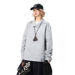 高街設計感不規則衛衣男秋季潮牌休閒情侶Polo衫美式百搭寬松上衣